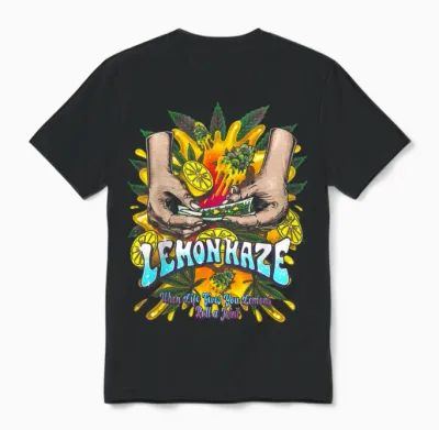 Lemon Haze Cannabis Marihuana Unisex T-Shirt - Black