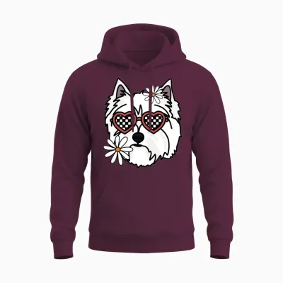 Westie Retro Dog Unisex Hoodie - Maroon