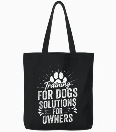 Training for Dogs Solutions for Owners Dog Trainer Tote Bags - Black