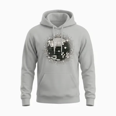 Black and White Disco Ball Retro Party Unisex Hoodie - Ash