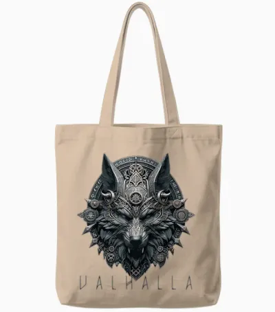 Valhalla Odin Runes Norse Wolf Mask Viking Compass Man Woman Tote Bags - Natural