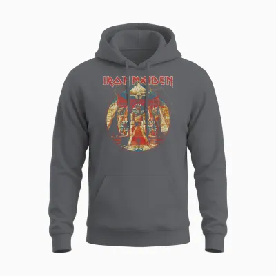 Iron Maiden Powerslave Lightning Circle Unisex Hoodie - Charcoal