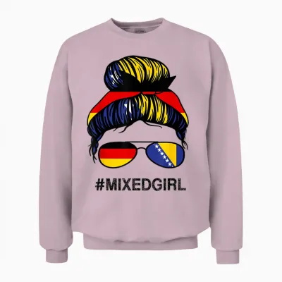 Bosnische Deutschland-Flagge Bosnien Herzegowina Deutsch Messy Bun Unisex Sweatshirt - Light Pink