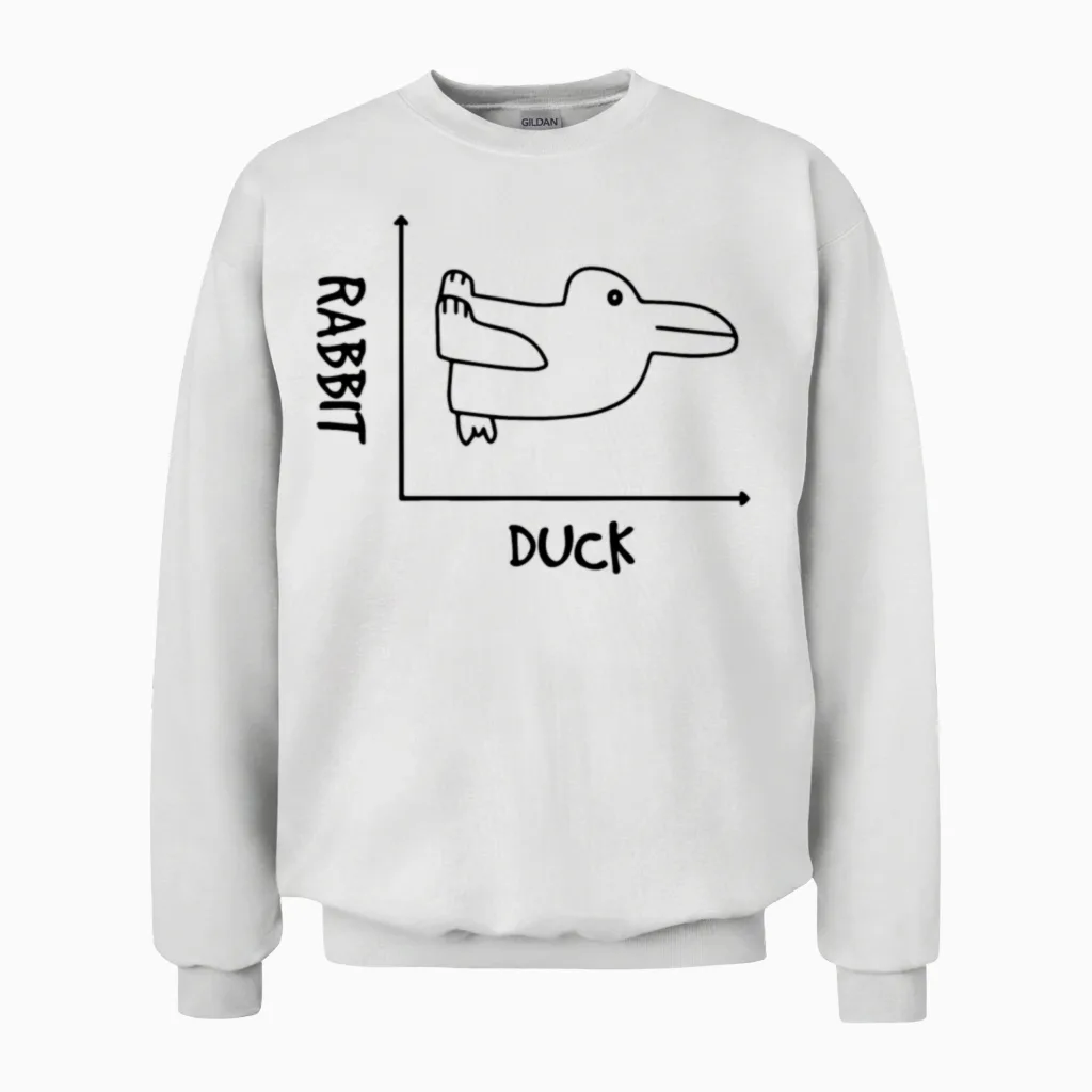 Graph Duck Rabbit Math Quote School Gift Unisex Sweatshirt in White