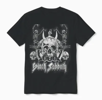 Black Sabbath Official Vintage Dancing Skeletons Unisex T-Shirt - Black