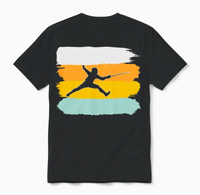 Fencing Retro Unisex T-Shirt in Black