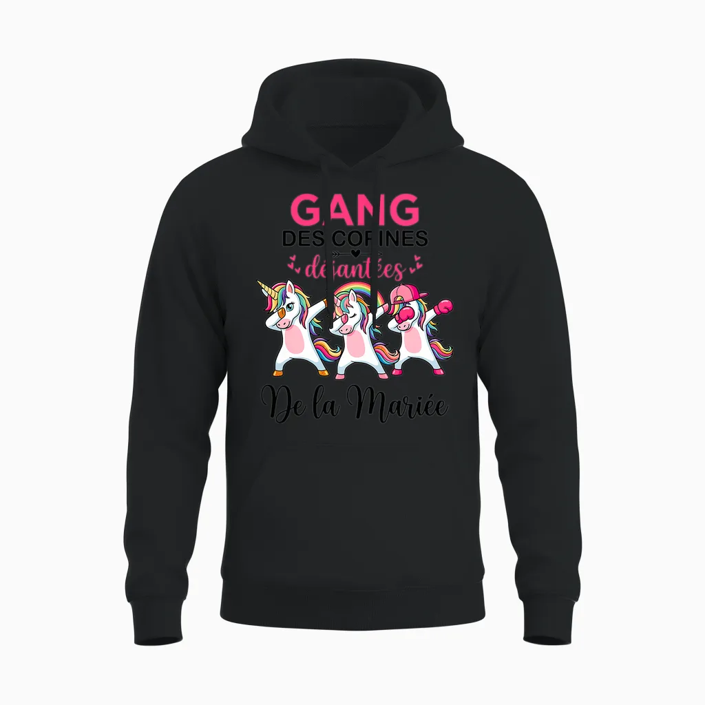 Gang Des Copines Déjantées De La Mariée Future Mariée Evjf T-Shirt Haut De Gamme Unisex Hoodie in Black