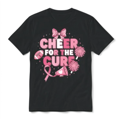 Cheer for the Cure Breast Cancer Awareness Unisex T-Shirt - Black