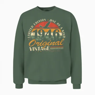 Vintage 1946 Cadeau Anniversaire 80 Ans Pour Hommes Femmes Unisex Sweatshirt - Military Green