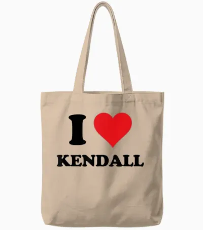 I Heart Kendall First Name I Love Personalized Stuff Tote Bags - Natural