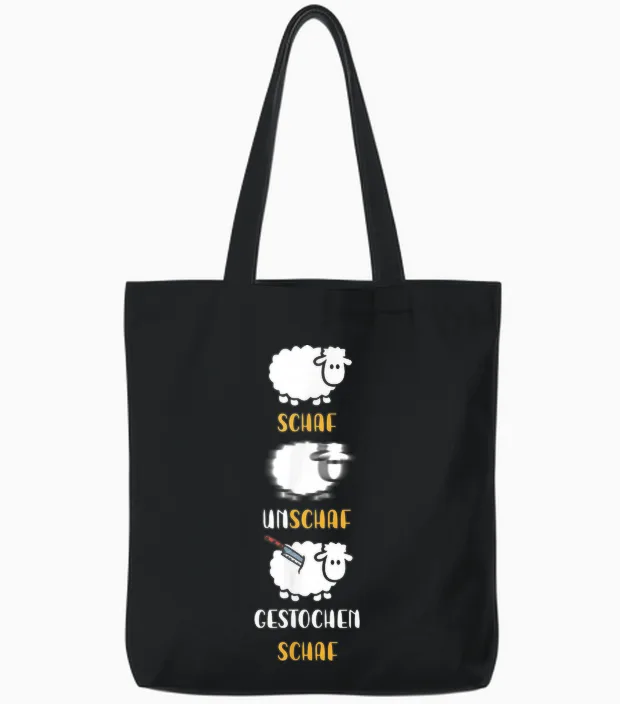 Sheep, Unschaf, Rock Sheep, Word Play Photographer T-Shirt, Black Tote Bags in Black