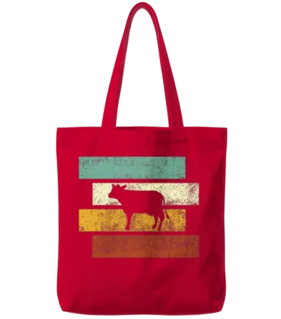 Cow Retro Tote Bags - Red