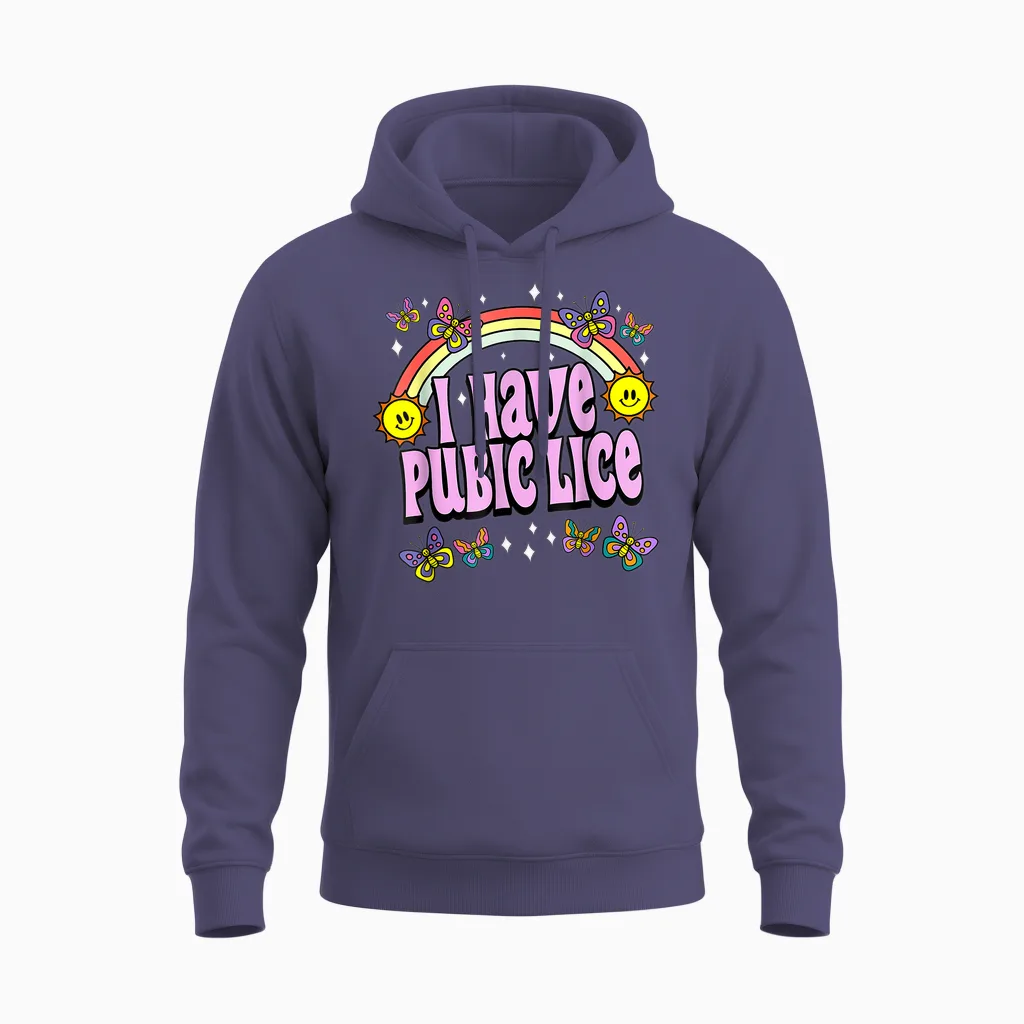 I Have Pubic Lice Funny Retro Offensive Inappropriate Meme Unisex Hoodie in Heather Sport Dark Navy