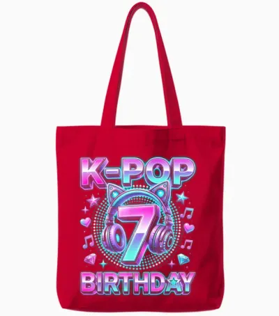 K-Pop 7. Geburtstag Mädchen 7 Jahre Alt Koreanische Musik Tote Bags - Red