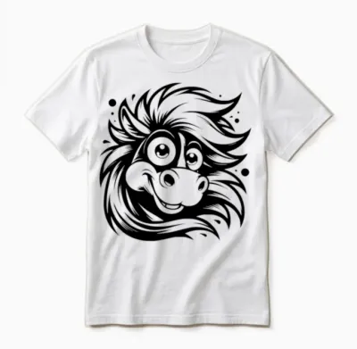 Funny Horse with Funny Eyes Unisex T-Shirt - White