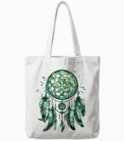Aquarelle Vert Irlandais Boho Cute Celtic Knot Dreamcatcher Tote Bags - White