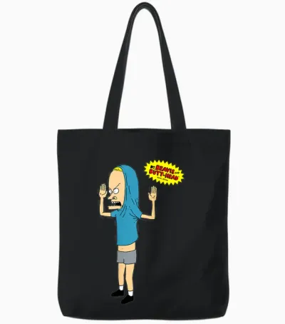 Beavis and Butt-Head the Great Cornholio T-Shirt, Gray, S Tote Bags - Black