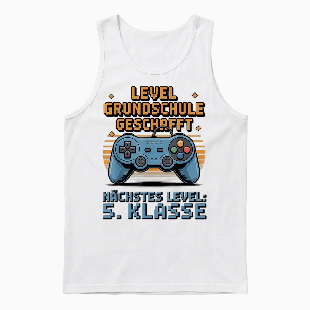 Grundschule Abschluss 2026 Level Grundschule Geschafft Gamer Unisex Tank Top in White