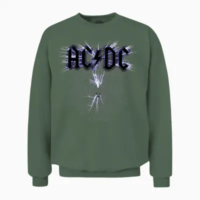 Officiel Ac/dc Plug Me in Artwork Acdc Rock Unisex Sweatshirt - Military Green