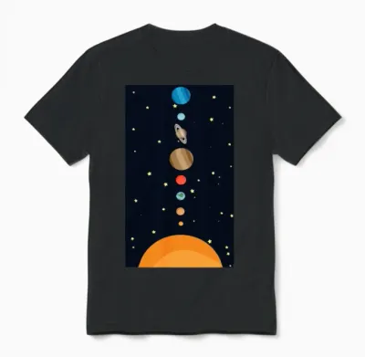 Cartoon Solar System Unisex T-Shirt - Black