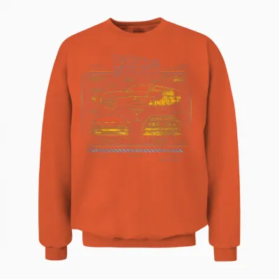 Delorean Schemes for the 35th Anniversary of Back to the Future Unisex Sweatshirt - Orange