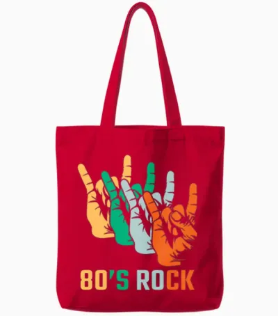 80's Rock - Retro Style Tote Bags - Red