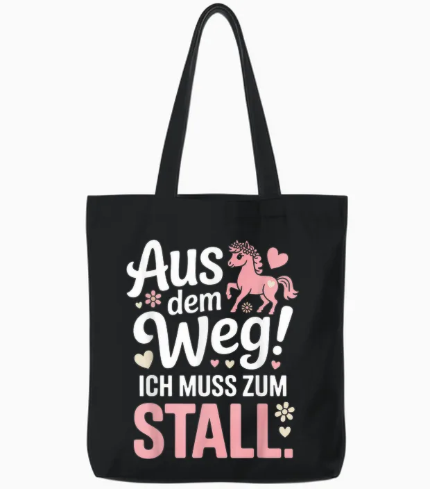 Reiten Aus Dem Weg Ich Muss Zum Stall Pferdemädchen Pferde Tote Bags in Black