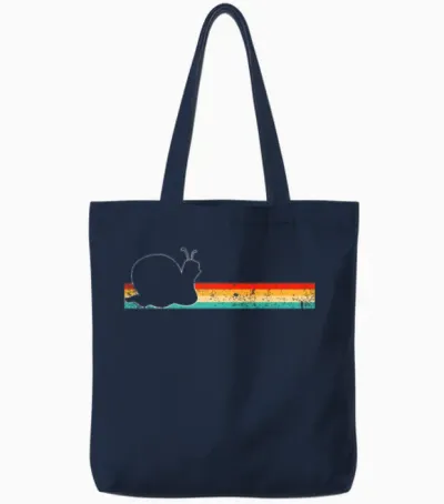 Snail Retro Tote Bags - Navy