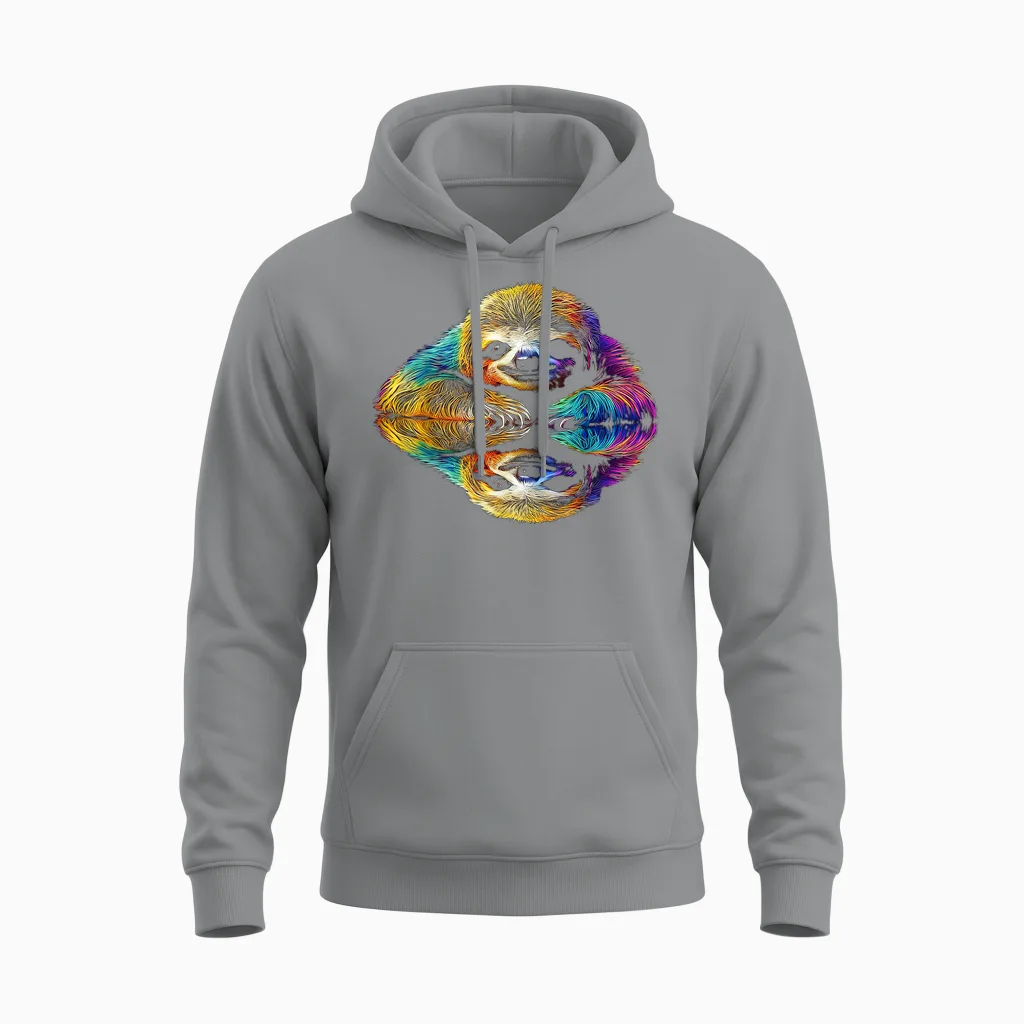 Faultier Abstrakt Niedlich Tier Bunte Kunst Grafik Faultier Unisex Hoodie in Sport Grey