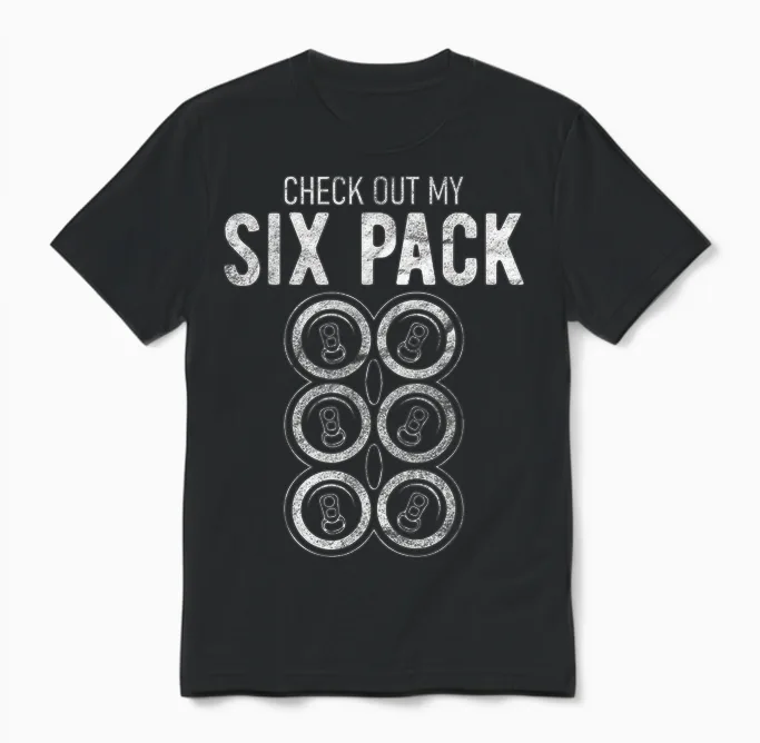Check Out My Six Pack Funny Beer, Funny Drinking Unisex T-Shirt in Black