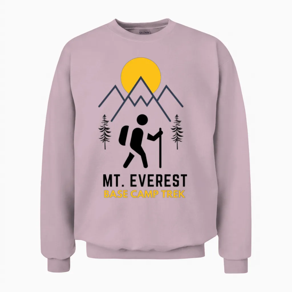 Everest Base Camp Trek Unisex Sweatshirt in Light Pink
