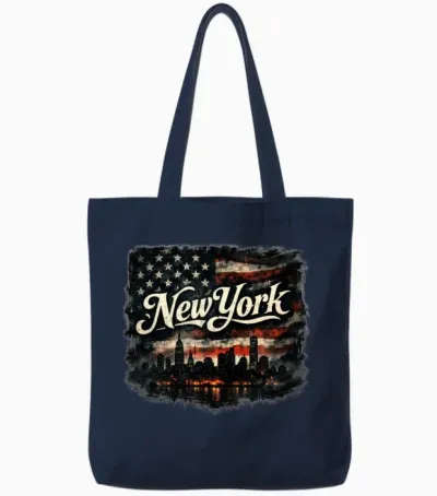 Retro New York Tote Bags - Navy