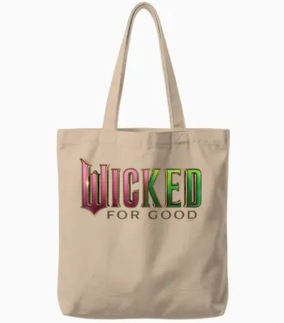 Wicked: for Good Pink to Green Logo Tote Bags - Natural