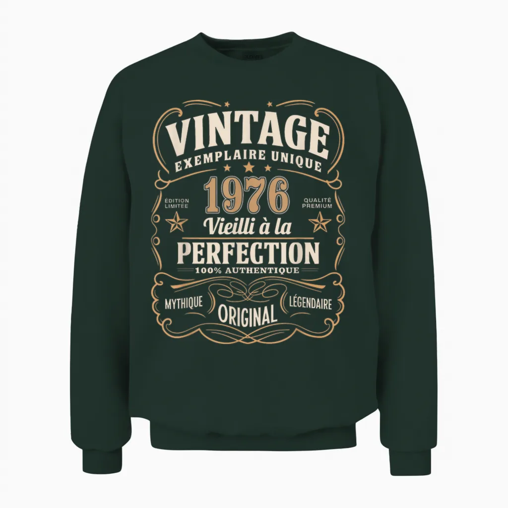 49 Years Man 1976 Birthday T Shirt 49 Years Man 1976 T-Shirt, Black, S Unisex Sweatshirt in Forest
