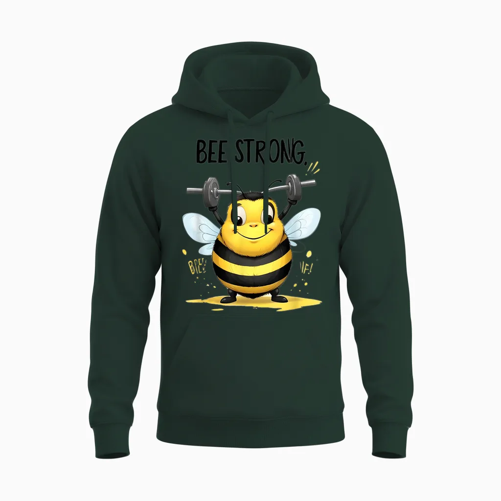 Lustige Mollige Gelbe Biene: Be Strong Unisex Hoodie in Forest