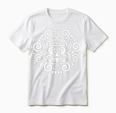 Maori Round Tattoo Harmony in White Unisex T-Shirt - White