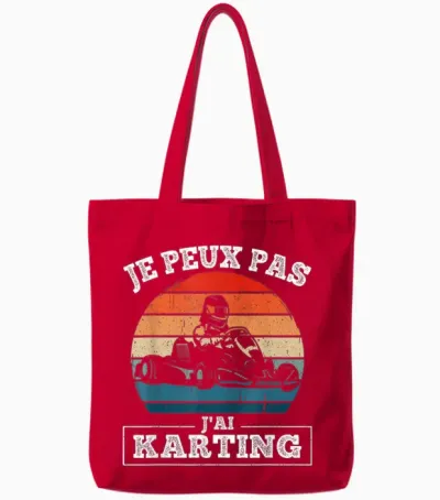 Je Peux Pas J'ai Karting Funny Pilot Kart Vintage Retro Tote Bags - Red