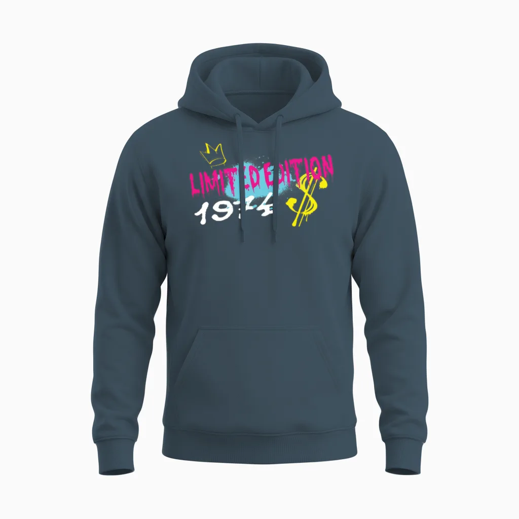Limited Edition 1974 Birthday 1974 Born Unisex Hoodie in Dark Heather