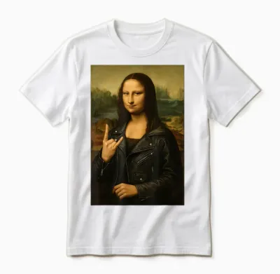 Mona Lisa Funny Rock Band Heavy Metal Art Unisex T-Shirt - White