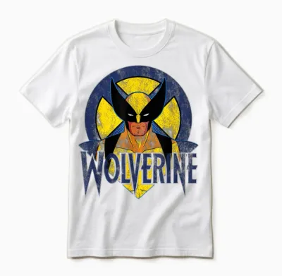 Marvel X-Men Retro Wolverine T-Shirt, Black, S Unisex T-Shirt - White