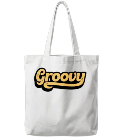 Groovy Retro Style Tote Bags - White
