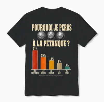Pourquoi Je Perds à La Pétanque Humour Unisex T-Shirt - Black