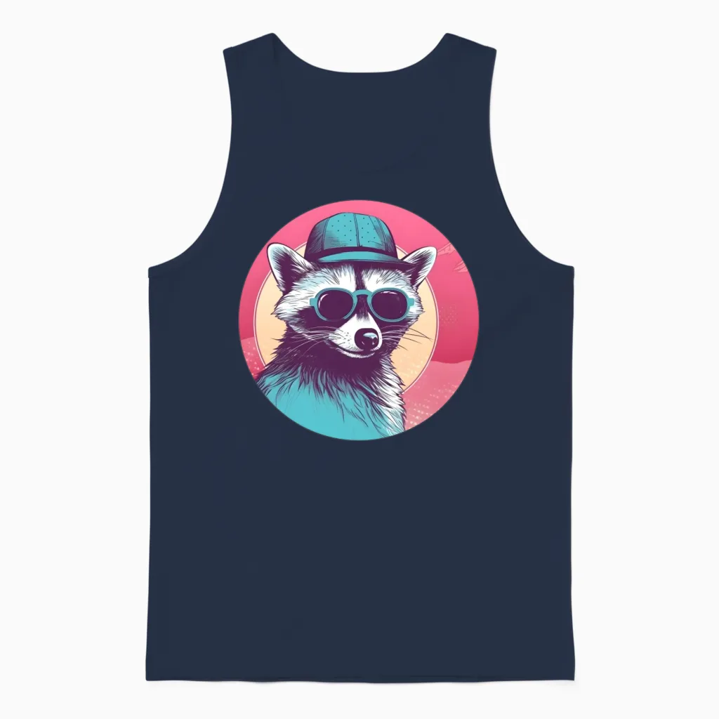 Style Raccoon Lovers Retro Unisex Tank Top - Navy