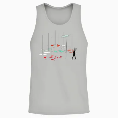 Bear and Spinning Plates Unisex Tank Top - Ash