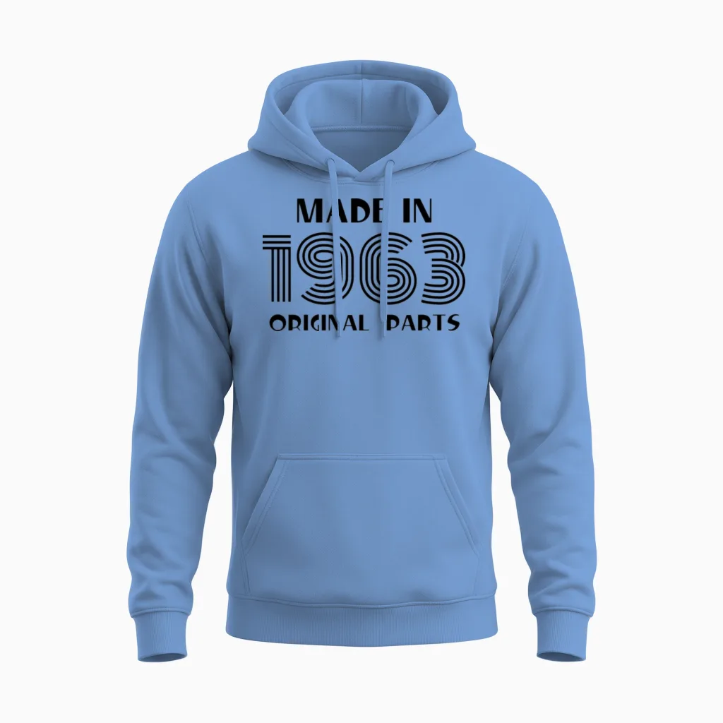 Made in 1963 Birthday Retro Unisex Hoodie - Carolina Blue