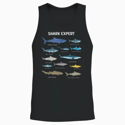 Funny Shark Tee for Men Ocean Fish Kids & Toddler Boys Shark Unisex Tank Top - Black