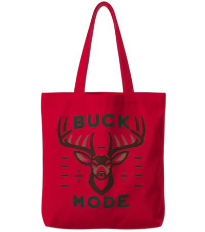 Buck Mode Woodland Deer Emblem Tote Bags - Red