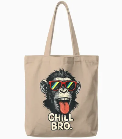 Chill Bro Cooler Affe Mit Sonnenbrille Lustiger Spruch Gamer Tote Bags - Natural