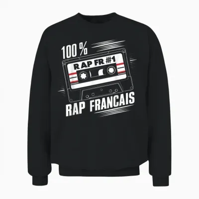 Rap French Rapper Hip-Hop Urban Style Paris Marseille Unisex Sweatshirt - Black