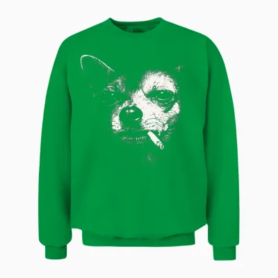 Dog Smoking Cigarette Funny Chihuahua Meme Unisex Sweatshirt - Irish Green